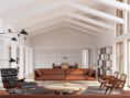 Living space decorated in simple contemporary style.